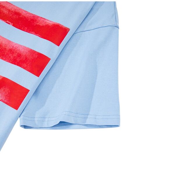 Light Blue Flag Bow Graphic Crewneck Top New Sizes S M L XL - Picture 5 of 9